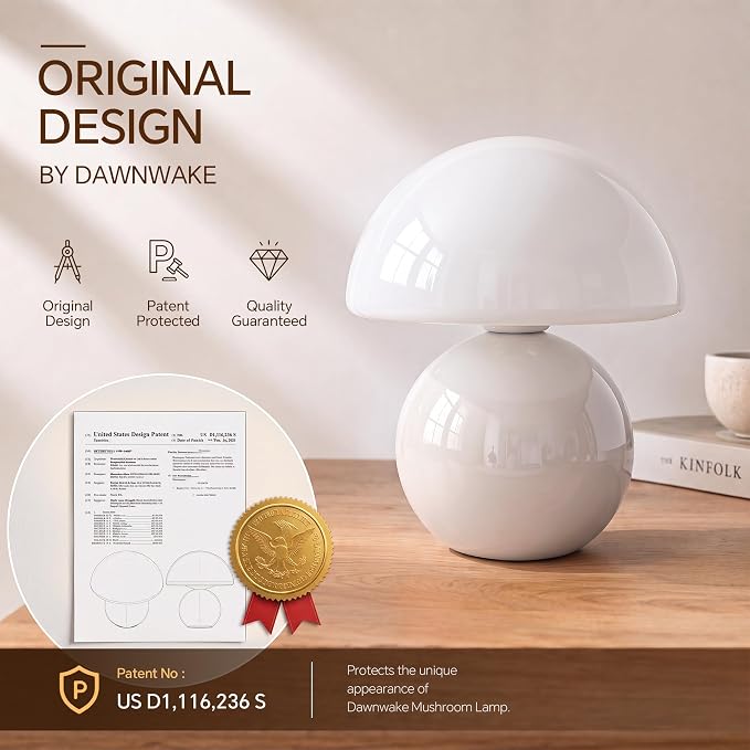 Mushroom Lamp Table Lamp for Bedroom-Small Desk Table Lamps,White | 8.7" Mid Century Modern Table Lamps for Living Room Bedroom Decor,Cute Ceramic Lamps for Mushroom Home Room Decor,Glass Shade
