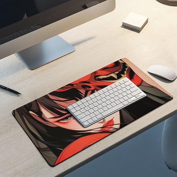 Large Mouse Pad Gaming Mousepad Japanese Female Samurai Anime Girl Cool Desk Mat Big Mousepad Extended Keyboard Computer Pad Office Desk Organizers and Accessories 30x60cm, Style