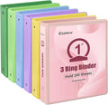 COMIX Sturdy Standard 1 Inch 3 Ring Binder with Clear View Cover | 1"Round Ring,PVC-Free Board,Holds 200 Letter Sheets,Soft Morandi Multicolor for Students & Office,6 Pack (Multicolored)
