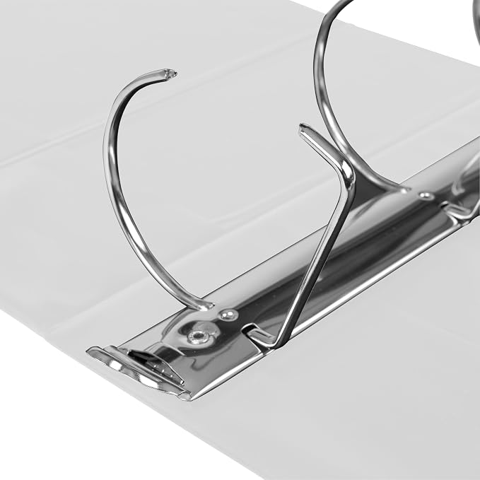 6 Pack White 3-Ring Binders, 3", Slant D-Ring, Durable, EPI Premium, Heavy Duty, Holds 600 Sheets, Clear View Presentation, Non-Stick, 2 Inside Pockets, Organizer for School, Home Office