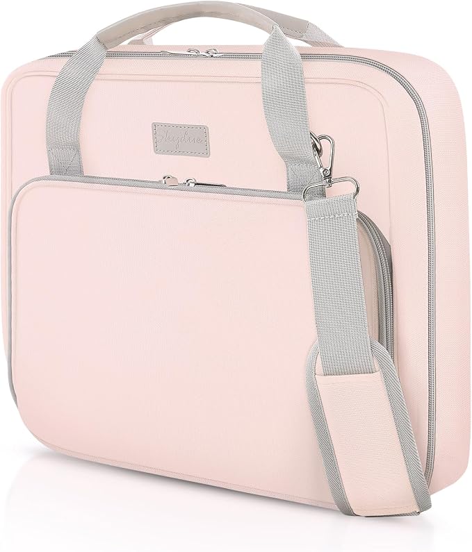 SKYDUE Zipper Binder 3 Inch D-Ring School Binder, Oxford Fabric School Organizer Holds 700+ Sheets, Fits 14" Laptop, Water-Resistant, Handle & Shoulder Strap, 14"x13" – School Supplies, Pink