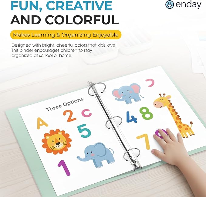 Enday 1.5 inch Binder 3 Ring Binder (6 Pack - Assorted Colors) O-Ring Binder with Clear View Cover and 2 Inside Pocket - for Letter Size 8.5 x 11'' Paper, Ideal for School Supplies, Office, and Home
