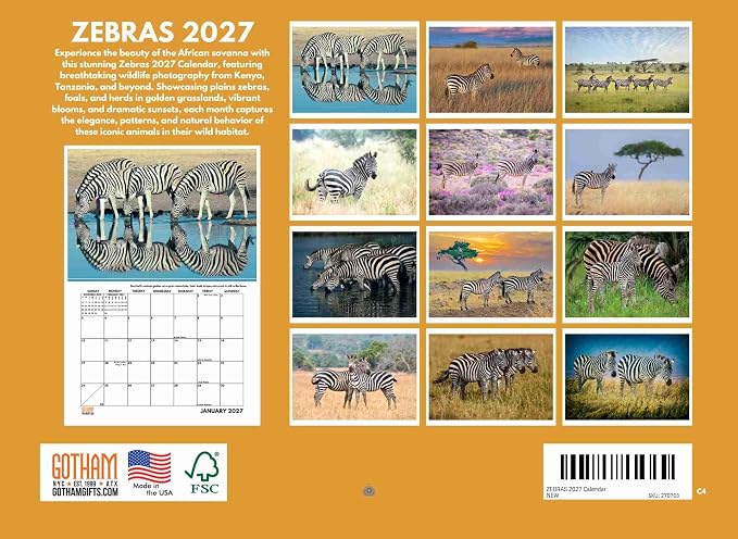 Zebra Calendar 2027 Monthly Wall Calender 12 Month