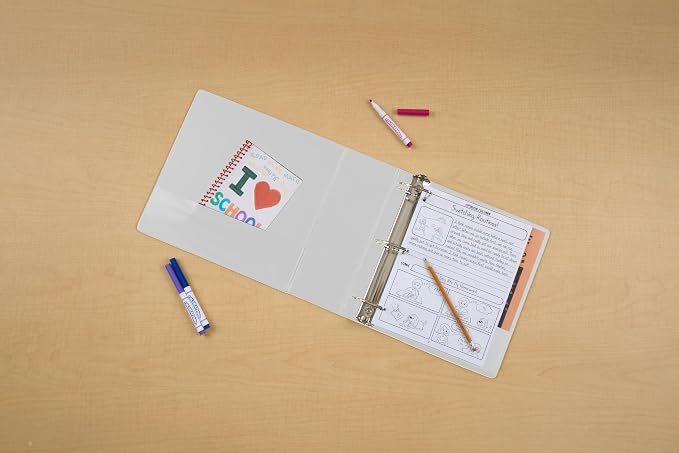 6 Pack White 3-Ring Binders, 3", Slant D-Ring, Durable, EPI Premium, Heavy Duty, Holds 600 Sheets, Clear View Presentation, Non-Stick, 2 Inside Pockets, Organizer for School, Home Office