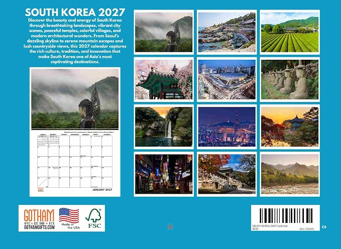 South Korea Calendar 2027 Monthly Wall Calender 12 Month