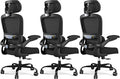 TRALT Office Chair Ergonomic Desk Chair - Gaming Chair with Lumbar Support | 330 LBS Home Office Desk Chairs with Headrest, Reading Chair with Flip-up Armrests, Comfortable Computer Chairs (3, Black)