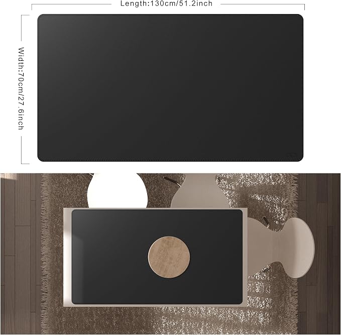 Cacoy 51.2" x 27.5" Large Leather Desk Mat, Extended Mega Size Computer Mouse Pad for Full Desk Coverage, Waterproof Office Desk Protector, PU Leather Desk Pad Blotters (Black)