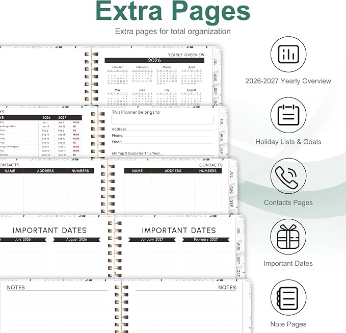 Planner 2026-2027, Weekly and Monthly Academic Year Calendar Planner, July 2026 - June 2027, Daily Agenda Book for Office School Supplies, A5(6.3'' x 8.5'')