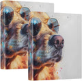 3 Ring Binder Golden Retriever Dog 1.5 inch Binders Three Ring Binders with Clipboard Fit 8.5'' x 11'' Paper 3 Interior PVC Clear Pockets for Office Supplies
