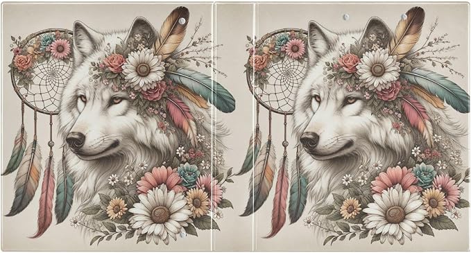 3 Ring Binder, Flower Dreamcatcher Wolf File Folder Holds 200 Sheets File Storage for Women Men School Office Supplie