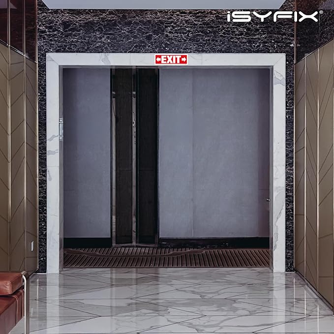 iSYFIX Exit Signs Stickers 2 Pack 12x4 Inch - Laminated Premium Vinyl Directional Right & Left Arrow Signs for Buildings, Office, Workplace, Stores, Schools, Theaters, Parking, Restaurants, Factories