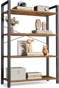 VASAGLE 4-Tier Bookshelf, Bookcase with Steel Frame, Book Shelf for Living Room, Home Office, Study, 11.8 x 26 x 47 Inches, Industrial Style, Rustic Brown and Ink Black ULLS60BX