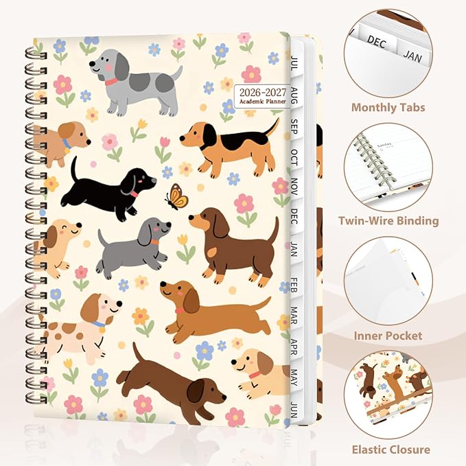 Planner 2026-2027, Weekly and Monthly Academic Year Calendar Planner, July 2026 - June 2027, Daily Agenda Book for Office School Supplies, A5(6.3'' x 8.5'')