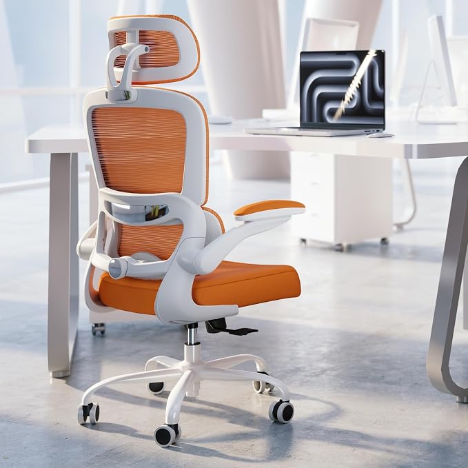 TRALT Office Chair Ergonomic Desk Chair - Gaming Chair with Lumbar Support | 330 LBS Home Office Desk Chairs with Headrest, Reading Chair with Flip-up Armrests, Comfortable Computer Chairs (1, Orange)