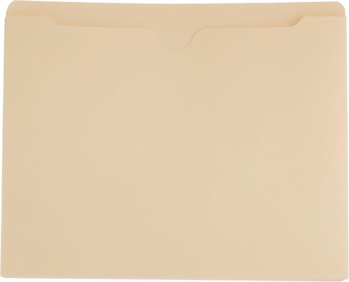 Amazon Basics File Jackets for Organizing Documents, Reinforced Straight-Cut Tab, Flat-No Expansion, Letter Size, Manila, 200-Pack