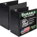 Samsill Durable 6 inch 3 Ring Binder, Locking D Ring Binder, Customizable Clear View Cover, Black, 2-Pack, Holds 1225 Pages