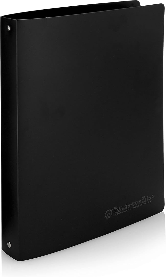 Premium Economy 3 Ring Binder, 1 Inch Pull-Open Round Rings, Holds 175 Sheets, Flexible, Lightweight, 4-Pack, Side Opening, Black