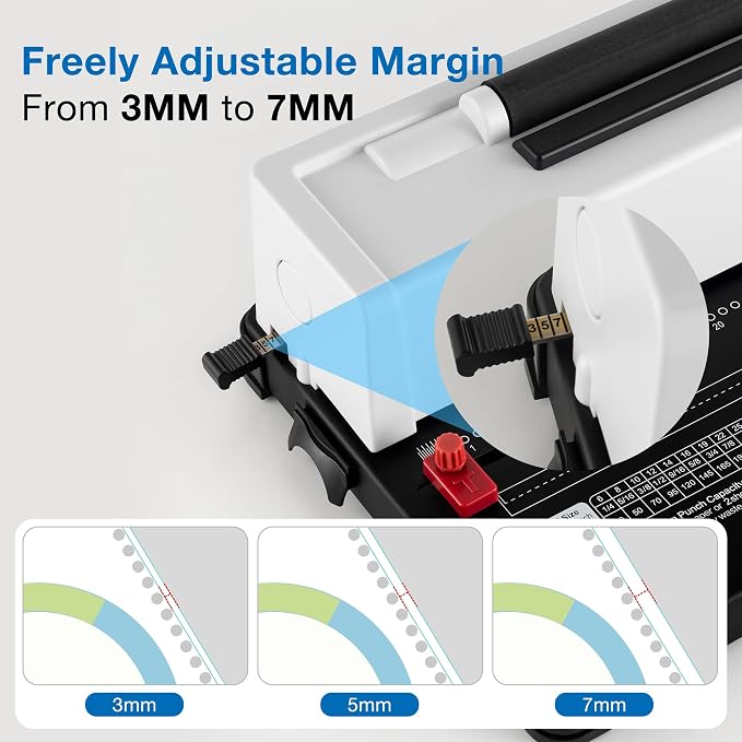 Lumoshine Spiral Coil Binding Machine, 12 Sheets Punch Capacity, Electric Coil Insert, Book Binder Machine for Letter/A4/A5/ Size Paper, with 100pcs 5/16'' Coils & Plier
