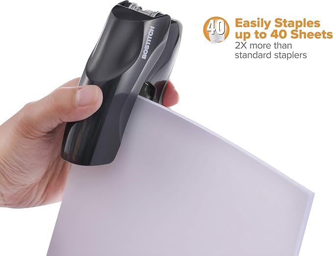 Bostitch Office Heavy Duty Stapler, 40 Sheet Capacity, No Jam, Half Strip, Fits into the Palm of Your Hand, for Classroom, Office or Desk, Black, Pack of 9