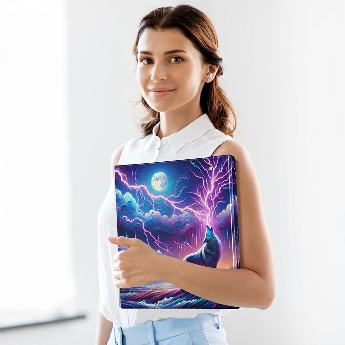 Custom 3 Ring Binder Wolf Howling in Moon Night 1.5" Round Ring Binders Personalized Name View Binder with 200 Sheet for Kids School Supplies Women Men Office, 1 Pack