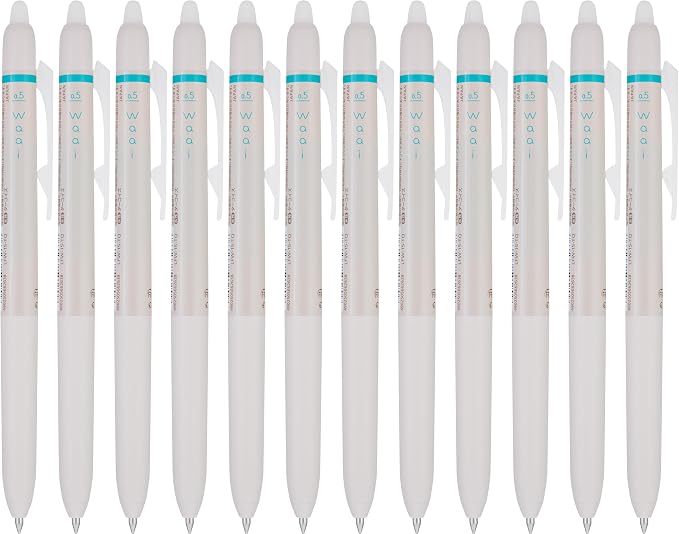 PILOT FriXion Waai Retractable & Refillable Erasable Gel Pens, Extra Fine Point 0.5 mm, Aqua Blue Ink, 12 Count