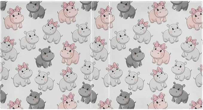 3 Ring Binder 1.5 Inch Hippo Cartoon Three Ring Binder Cute Binder with 3 Storage Pockets for Women School Office Supplies