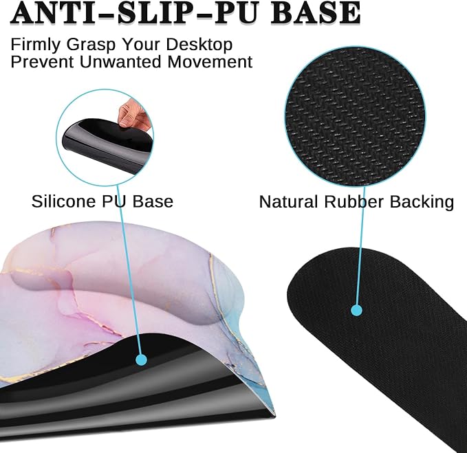 Keyboard Mouse Pad Set, 4 in 1 Desk Mat Set, Liquid Marbling | Blue Purple Large Mousepad+Keyboard Wrist Rest+Mouse Wrist Rest+Coaster Ergonomic Design for Home Office Computer