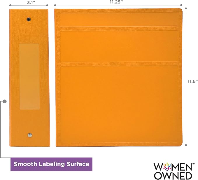 Carstens 3-Inch Heavy Duty 3-Ring Binder - Side Opening, Mango, Durable Plastic, Precision No-Gap Rings, Waterproof Cover, No Pockets, Holds 400 US Letter Sheets, BPA-Free, Made in USA (1736-00-3R)