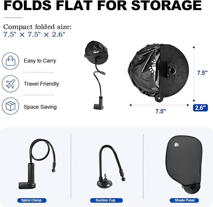 2 Pack Laptop Sun Shade and Cubicle Desk Shade for Window and Screen Glare | Clamp and suction cup mounts block window glare, side light, and screen glare for office, cubicle, and calm outdoor use