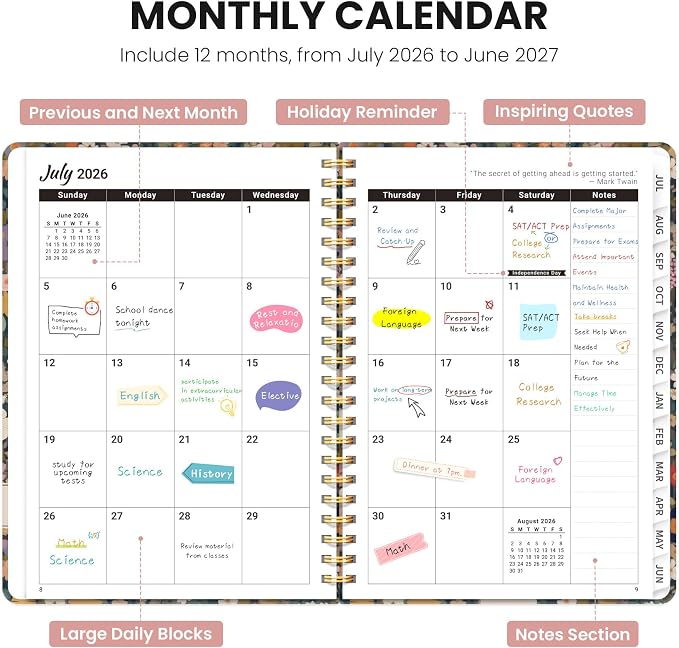 ZOTIA Planner 2026-2027 Weekly & Monthly Calendar Planner Jul 2026-Jun 2027