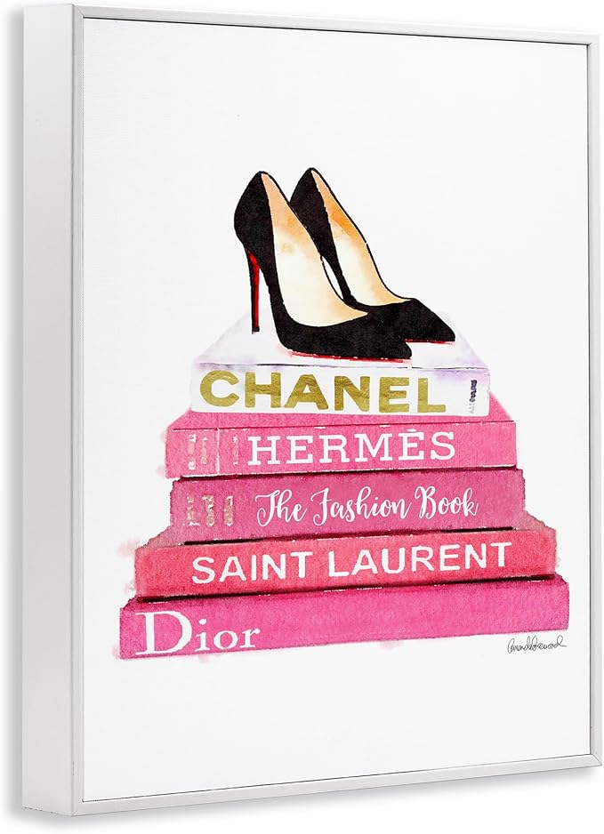 Glam Fashion Books Pump Heels, 24 x 30 Inch Framed Giclée Print | Stupell Industries · By Amanda Greenwood · Ready to hang · Fashion inspired still life · Made in USA
