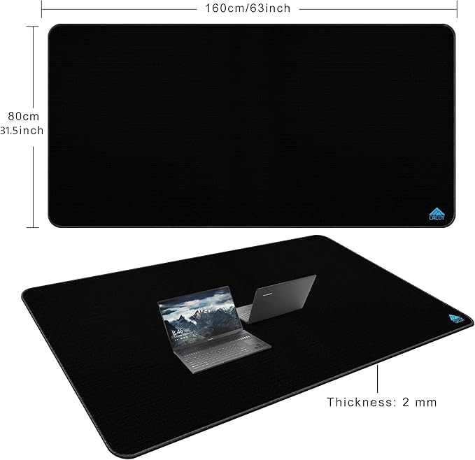 Cacoy 63"x31.5" Super Large Gaming Mouse Pad, Huge Computer Desk Mat, Black | Oversized Giant Non-Slip Rubber Base Full Desk Keyboard Mouse Mat Premium Textured Surface Anti-Fray Stitched Edges for Gamer