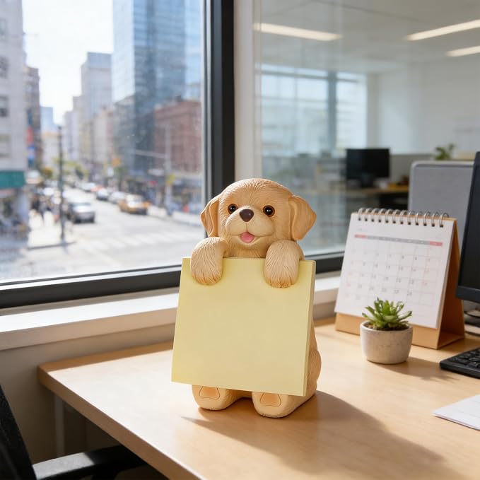 Dog Pop-Up Sticky Note Dispenser for 3x3 in Notes, Golden Retriever | Includes 100 sheets, handmade resin desk decor for office, home or classroom; gift for teachers, coworkers and dog lovers