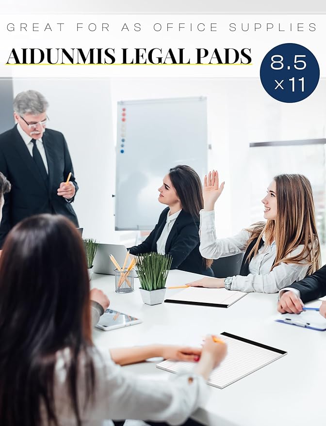 Note Pads 8.5 x 11 Wide Ruled Lined Writing Note Pad for Office 4 Pack White Legal Pads 8.5 x 11", 30 Sheets per White Notepad 28 Lines Lined Paper Pads for School Perforated Legal Notepads for Work