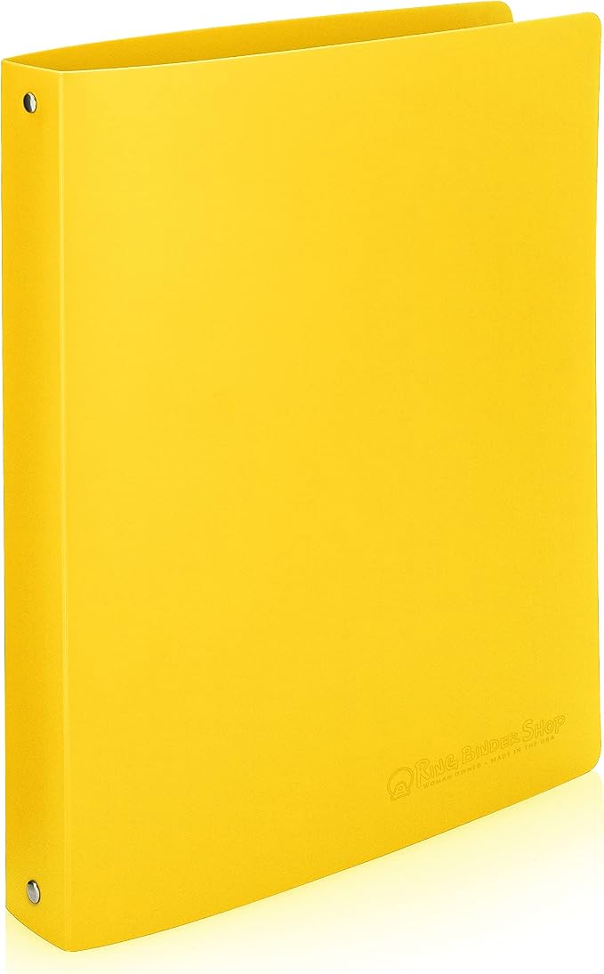 Premium Economy 3 Ring Binder, 1 Inch Pull-Open Round Rings, Holds 175 Sheets, Flexible, Lightweight, 4-Pack, Side Opening, Yellow