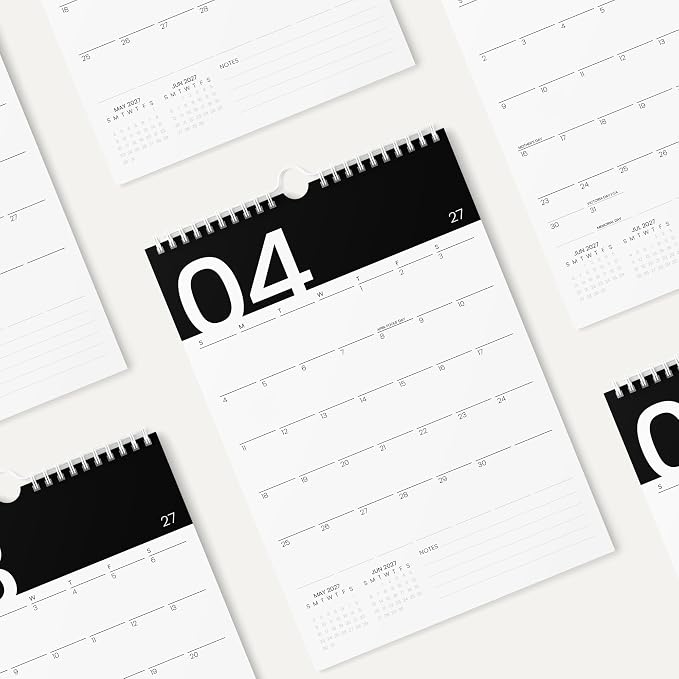 Karto Wall Calendar 2026-2027 11x17 in - Modern Black
