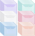 Handepo 200 Pack Binder Pockets Bulk, Plastic Binder Folders with Tight Closure Side Loading, Assorted Colors Transparent Folders Dividers with Pockets for Document Paper Home Office Supplies