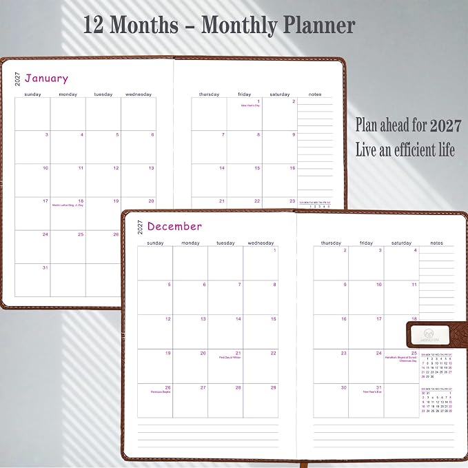 2027 Daily Planner - One Page per Day, 2027 Hourly Daily Calendar Book