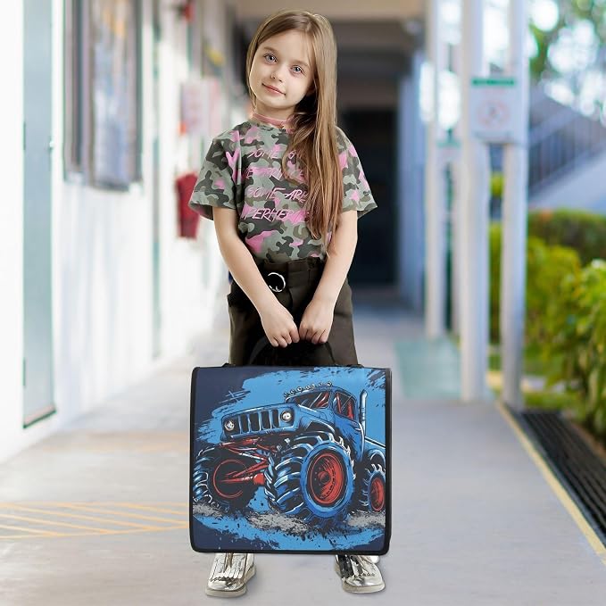 Custom Truck Blue 3 Ring Binder Bag 1.5 inch Personalized Name Binder Organizer 500 Sheet Documents Storage for School Office