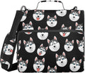 Cartoon Husky Dark Print Zipper Binder Bag 3 Ring with Shoulder Strap & Handle Multi Pocket Binder Organizer Bag Large Capacity for School Office Supplies