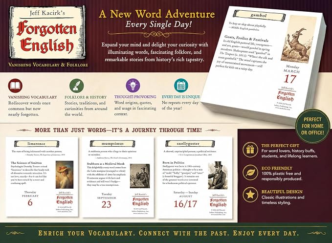 Forgotten English 2027 Daily Desk Calendar: Boxed Page-a-Day Word Origins & Trivia Calendar with Vanishing Vocabulary, Lost Words & Folklore – A Day-to-Day Calendar for Home or Office