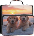 Golden Retriever Puppy Dogs 3 Ring Binder Bag 1.5 inch Binder Organizer with Zipper Shoulder Strap 500 Sheet Documents Storage for School Office