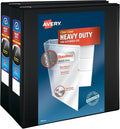 Avery Heavy-Duty View 3 Ring Binder, 4" One Touch Slant Rings, Holds 8.5" x 11" Paper, 2 Black Binders (79874)