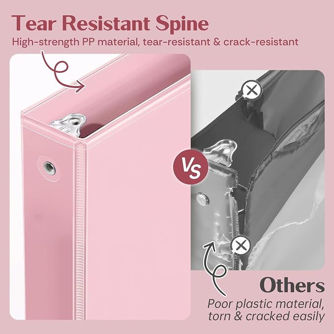 deli 1-inch 3 Ring Binder Pink,11" x 8.5" US Letter Size,2 Pack | 3 Ring Binder with 2 Interior Pockets, 175 Sheets Capacity, 1 inch Binders fits 11" x 8.5" US Letter Size