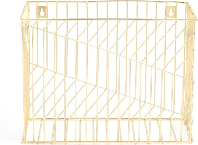 U Brands Wire Metal Hanging File Organizer, Letter Size, Gold Finish