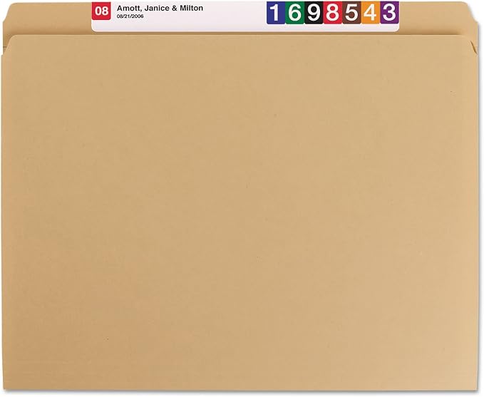 Smead File Folder, Reinforced Straight-Cut Tab, Letter Size, Kraft, 100 Per Box (10710)