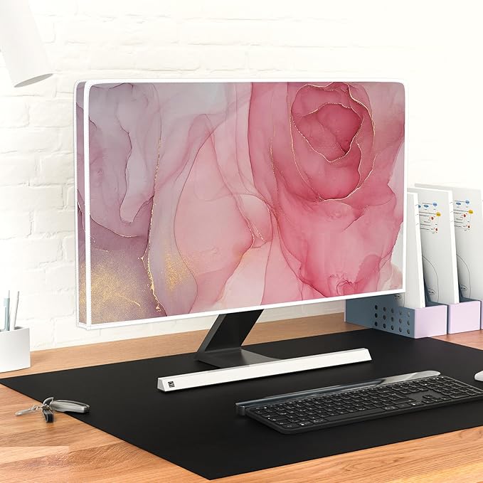 Baocicco Abstract Waterproof Television Cover with Pink Marble Design 80 Inch Full Body Cover for TV Screen Weatherproof Dust-Proof TV Screen Covers Sleeve Compatible with LED OLED Desktop