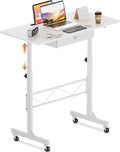 COMHOMA Standing Desk Adjustable Height & Tiltable Tabletop, Portable Stand Up Desk for Laptop, Mobile Folding Desk for Home Office Work and Walking Pad Treadmill, Height 30.7"-46.4", White