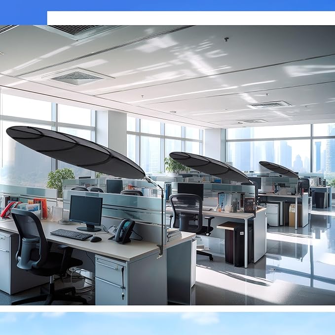 Large Adjustable Office Cubicle and Desk Shade,51'' Portable Cubicle Light Shade with Clamp Foldable Rotatable Canopy Blocks Light or Disturbance for Working Accessories(Blue Sky)