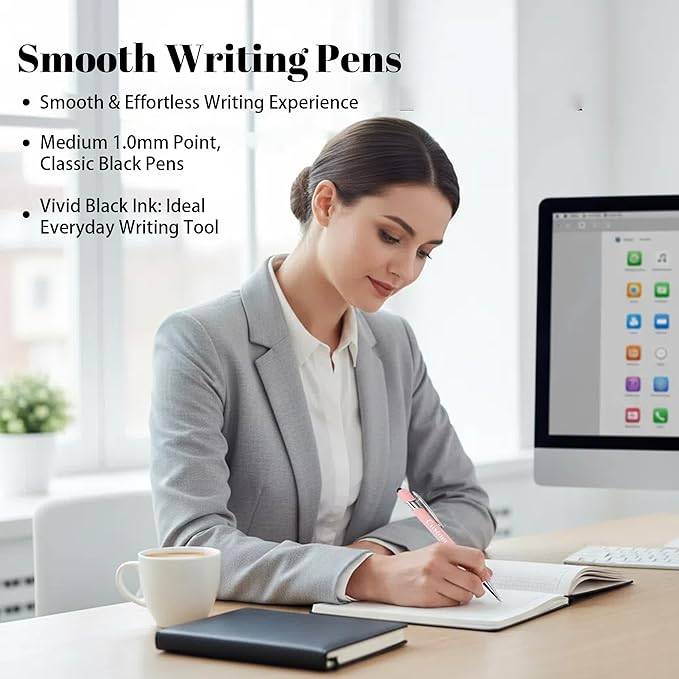 CRME Bulk Custom Pens Personalized Customized Engraved Writing Pen with Name Logo Soft Grip Ball Point Pen for Men Women Smooth Writing Black Ink for Business School Office Green
